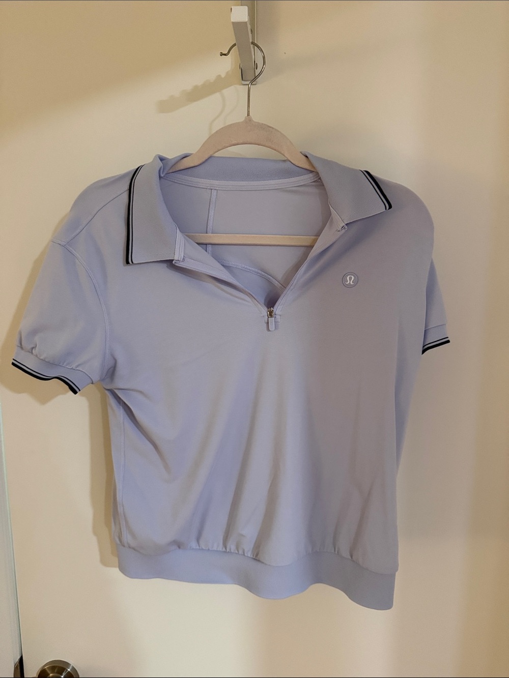lululemon athletica Light Lavender Zip Polo with Contrast Trim